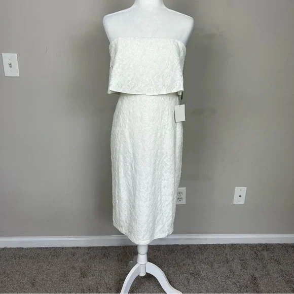 NWT LULUS LET’S GO OUT TONIGHT WHITE LACE STRAPLESS BODY CON DRESS SIZE MEDIUM - Picture 6 of 16